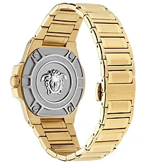 Versace Men's Greca Reaction Diamond Quartz Mechanical Automatic Gold Stainless Steel Bracelet Watch