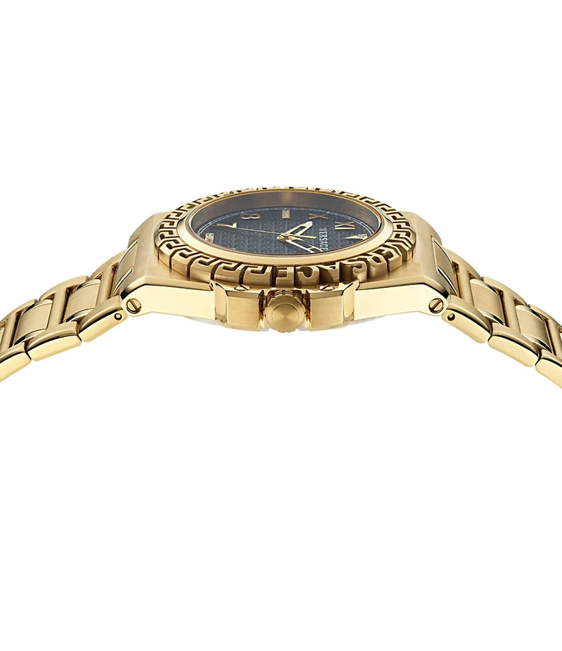 Versace Men's Greca Reaction Diamond Quartz Mechanical Automatic Gold Stainless Steel Bracelet Watch