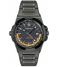 Versace Men's Greca Reaction GMT Automatic Black Tone Stainless Steel Bracelet Watch