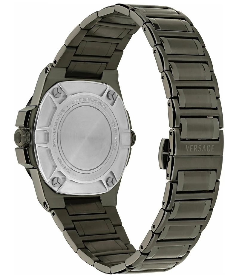 Versace Men's Greca Reaction GMT Automatic Black Tone Stainless Steel Bracelet Watch