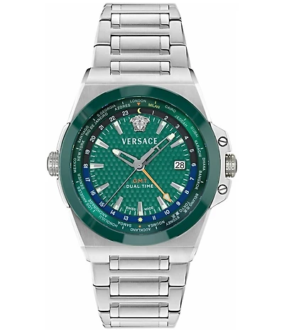 Versace Men's Greca Reaction GMT Automatic Stainless Steel Bracelet Watch