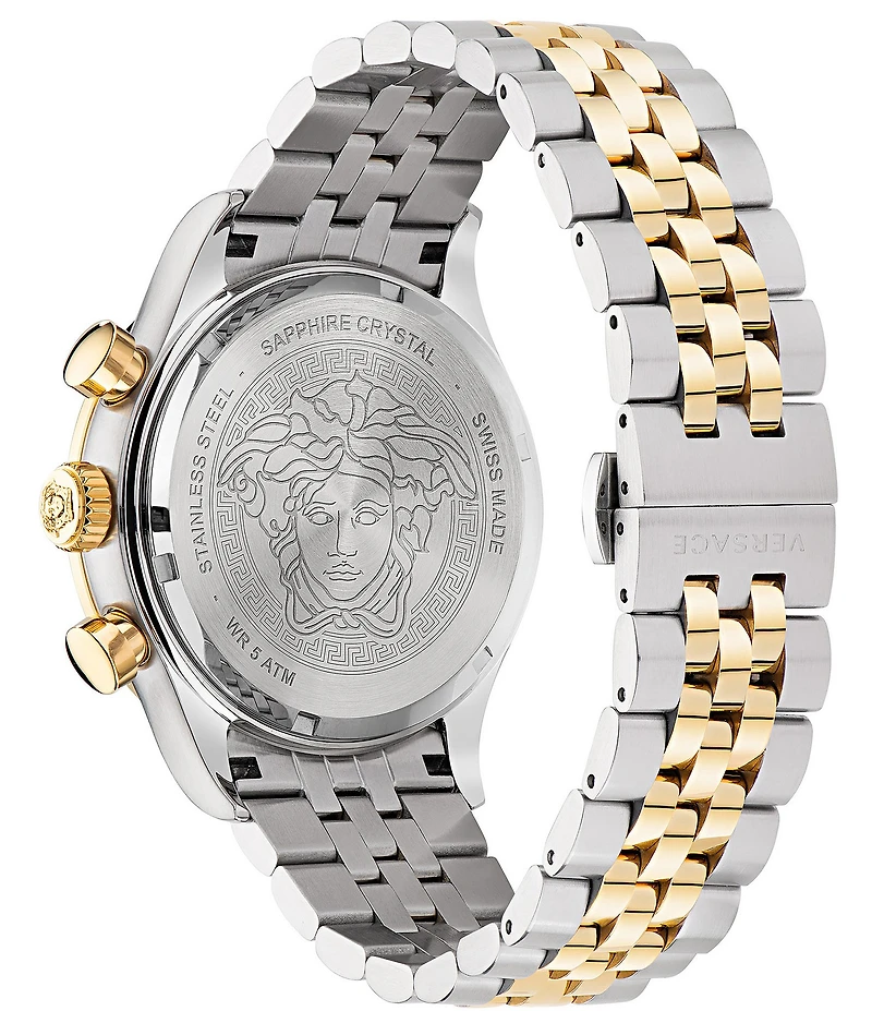 Versace Men's Hellenyium Quartz Chronograph Two Tone Stainless Steel Bracelet Watch