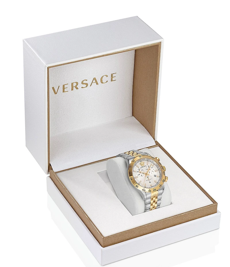 Versace Men's Hellenyium Quartz Chronograph Two Tone Stainless Steel Bracelet Watch