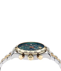 Versace Men's Hellenyium Quartz Chronograph Green Dial Two Tone Stainless Steel Bracelet Watch