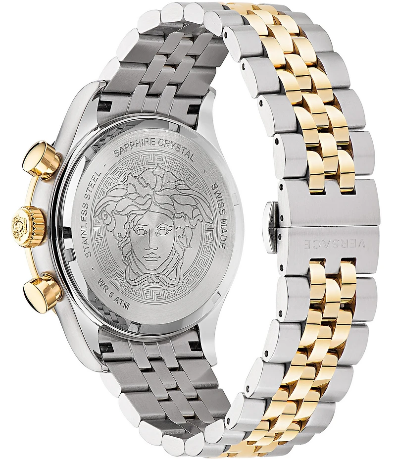 Versace Men's Hellenyium Quartz Chronograph Green Dial Two Tone Stainless Steel Bracelet Watch