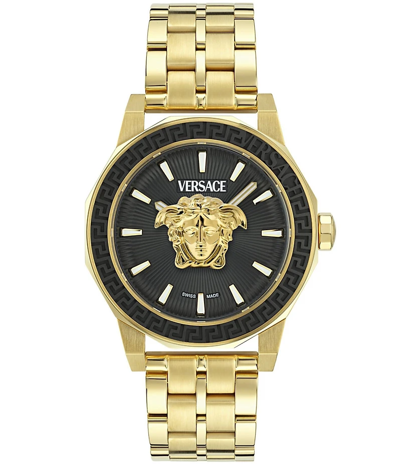 Versace Men's Medusa Deco Analog Gold and Black Tone Stainless Steel Bracelet Watch