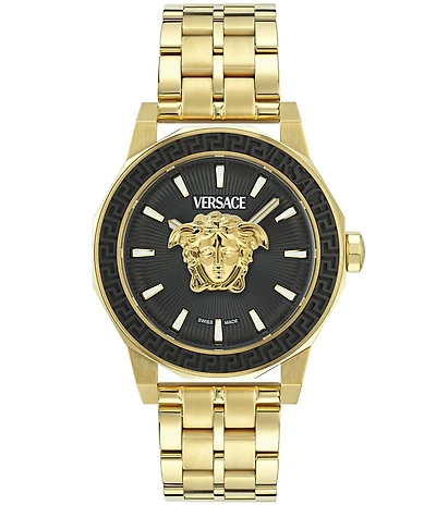 Versace Men's Medusa Deco Analog Gold and Black Tone Stainless Steel Bracelet Watch