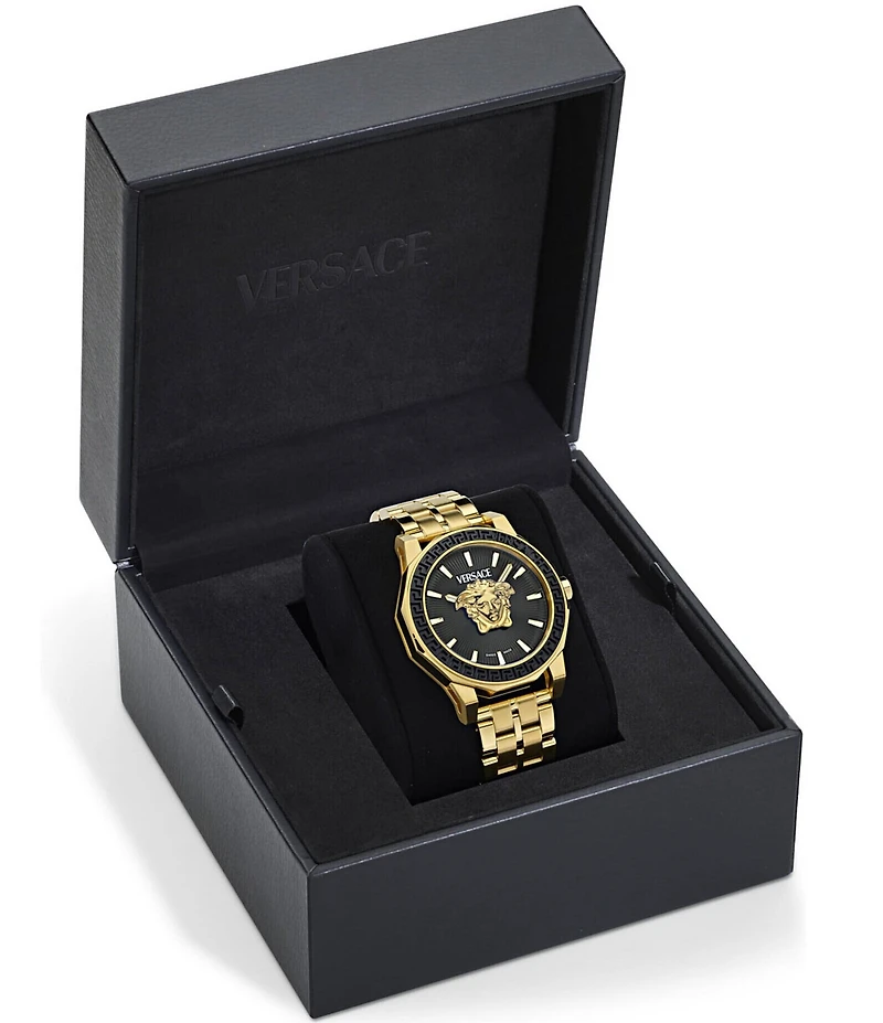 Versace Men's Medusa Deco Analog Gold and Black Tone Stainless Steel Bracelet Watch