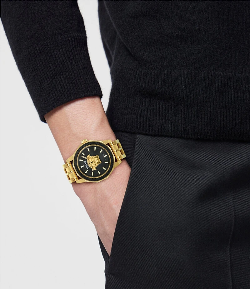 Versace Men's Medusa Deco Analog Gold and Black Tone Stainless Steel Bracelet Watch