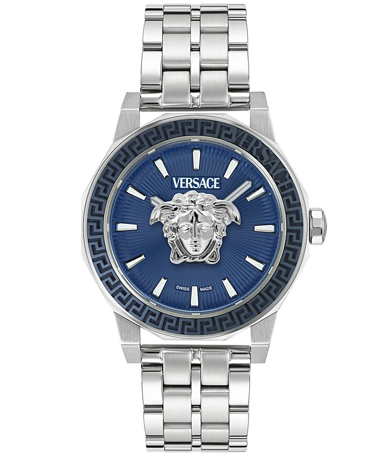 Versace Men's Medusa Deco Analog Stainless Steel Blue Guilloche Bracelet Watch