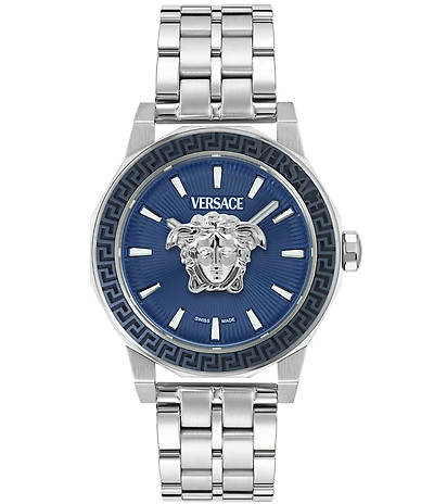 Versace Men's Medusa Deco Analog Stainless Steel Blue Guilloche Bracelet Watch