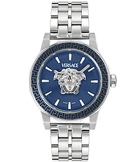 Versace Men's Medusa Deco Analog Stainless Steel Blue Guilloche Bracelet Watch