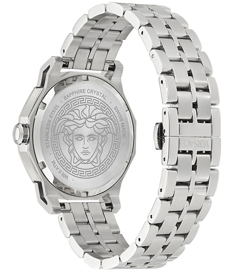 Versace Men's Medusa Deco Analog Stainless Steel Blue Guilloche Bracelet Watch
