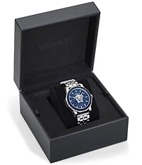 Versace Men's Medusa Deco Analog Stainless Steel Blue Guilloche Bracelet Watch