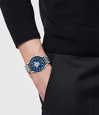 Versace Men's Medusa Deco Analog Stainless Steel Blue Guilloche Bracelet Watch