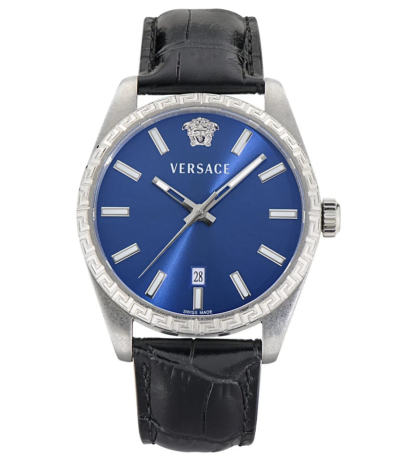 Versace Men's Millenyium Quartz Analog Leather Strap Watch