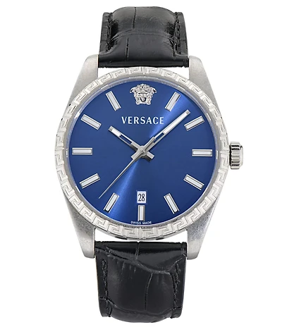 Versace Men's Millenyium Quartz Analog Leather Strap Watch