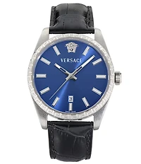 Versace Men's Millenyium Quartz Analog Leather Strap Watch