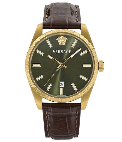 Versace Men's Millenyium Quartz Analog Leather Strap Watch