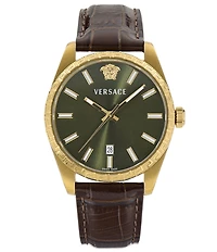 Versace Men's Millenyium Quartz Analog Leather Strap Watch