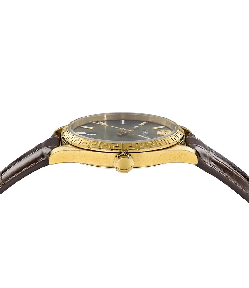 Versace Men's Millenyium Quartz Analog Leather Strap Watch