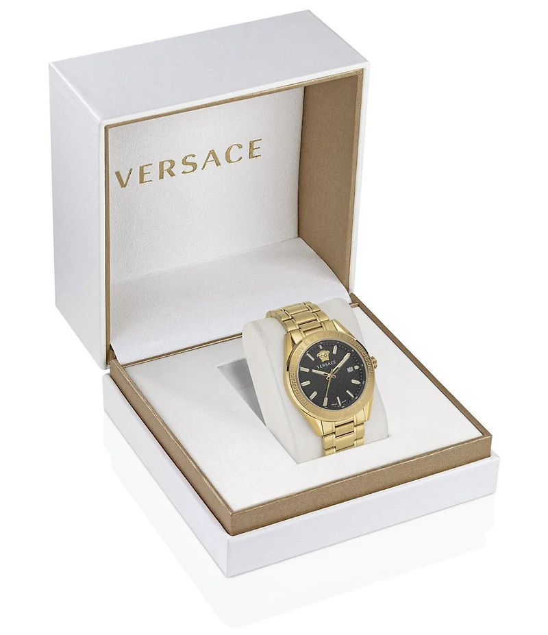 Versace Men's V-Code Mechanical Automatic Gold Stainless Steel Bracelet Watch