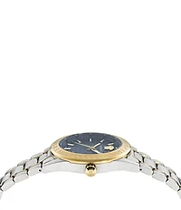 Versace Men's V-Code Mechanical Automatic Two Tone Stainless Steel Blue Dial Watch