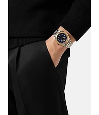 Versace Men's V-Code Mechanical Automatic Two Tone Stainless Steel Blue Dial Watch