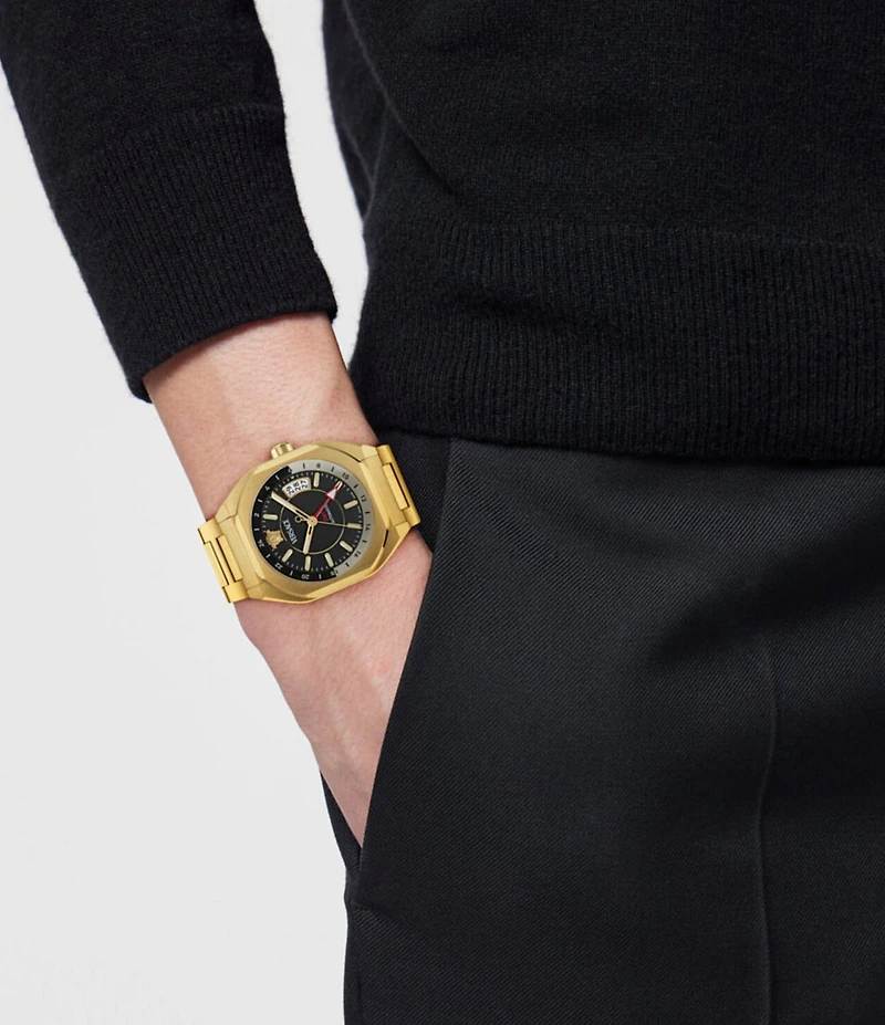 Versace Men's V-Contempo GMT Automatic Gold Tone Stainless Steel Bracelet Watch