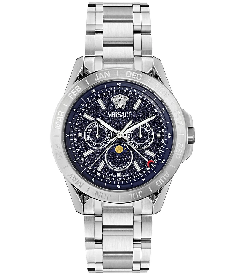 Versace Men's V-Galaxy Moonphase Chronograph Stainless Steel Watch