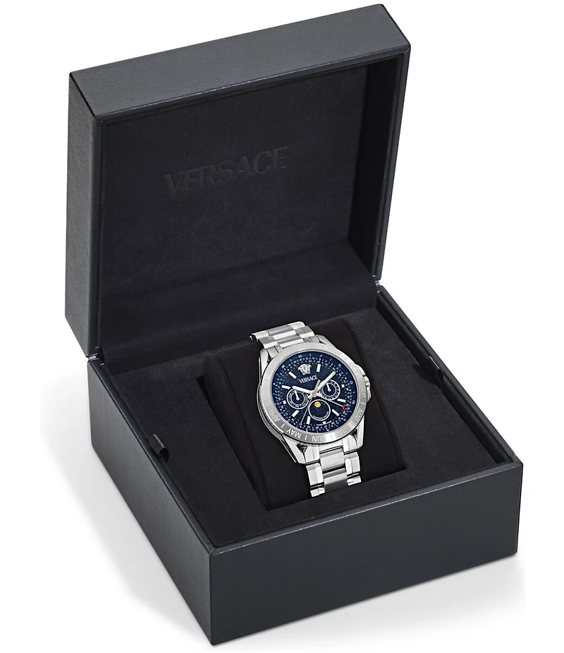 Versace Men's V-Galaxy Moonphase Chronograph Stainless Steel Watch