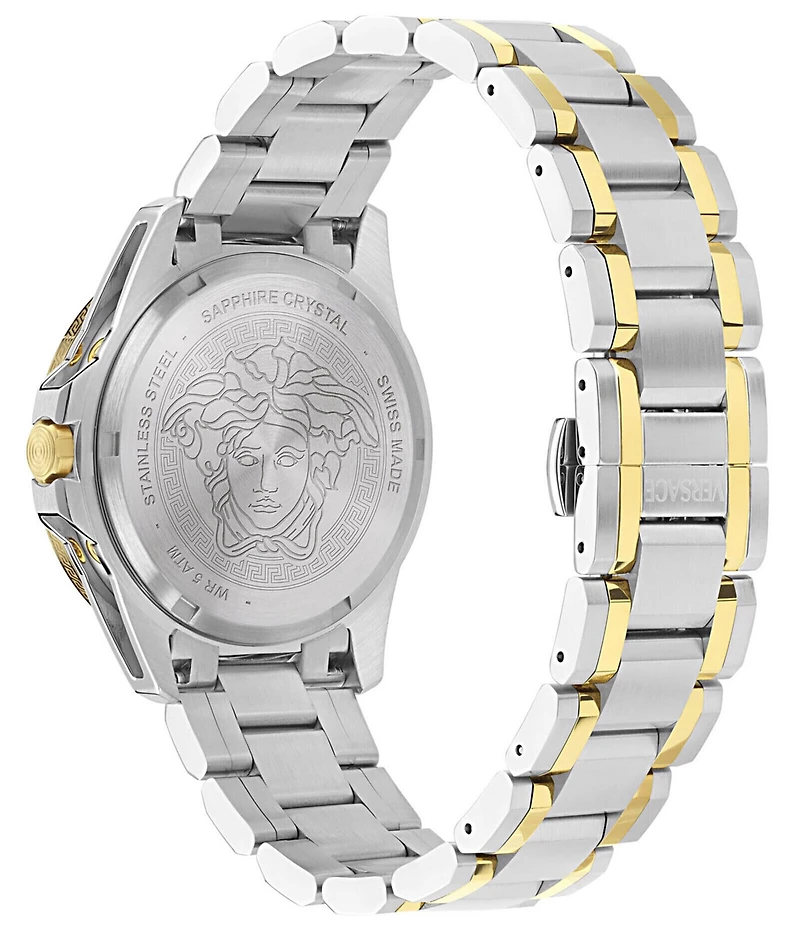 Versace Men's V-Galaxy Moonphase Chronograph Two Tone Stainless Steel Bracelet Watch