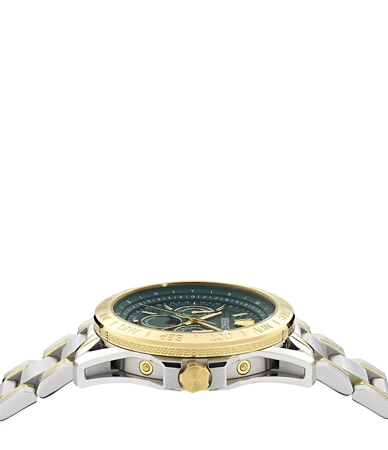 Versace Men's V-Galaxy Moonphase Chronograph Two Tone Stainless Steel Bracelet Watch
