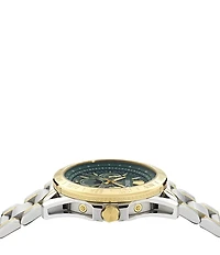 Versace Men's V-Galaxy Moonphase Chronograph Two Tone Stainless Steel Bracelet Watch