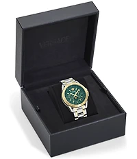 Versace Men's V-Galaxy Moonphase Chronograph Two Tone Stainless Steel Bracelet Watch