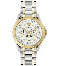 Versace Men's V-Galaxy Moonphase Chronograph Two Tone Stainless Steel Bracelet Watch