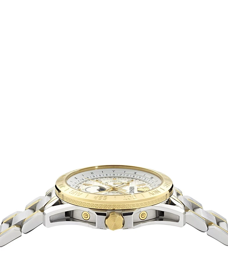 Versace Men's V-Galaxy Moonphase Chronograph Two Tone Stainless Steel Bracelet Watch