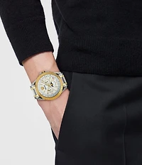 Versace Men's V-Galaxy Moonphase Chronograph Two Tone Stainless Steel Bracelet Watch