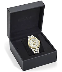 Versace Men's V-Galaxy Moonphase Chronograph Two Tone Stainless Steel Bracelet Watch