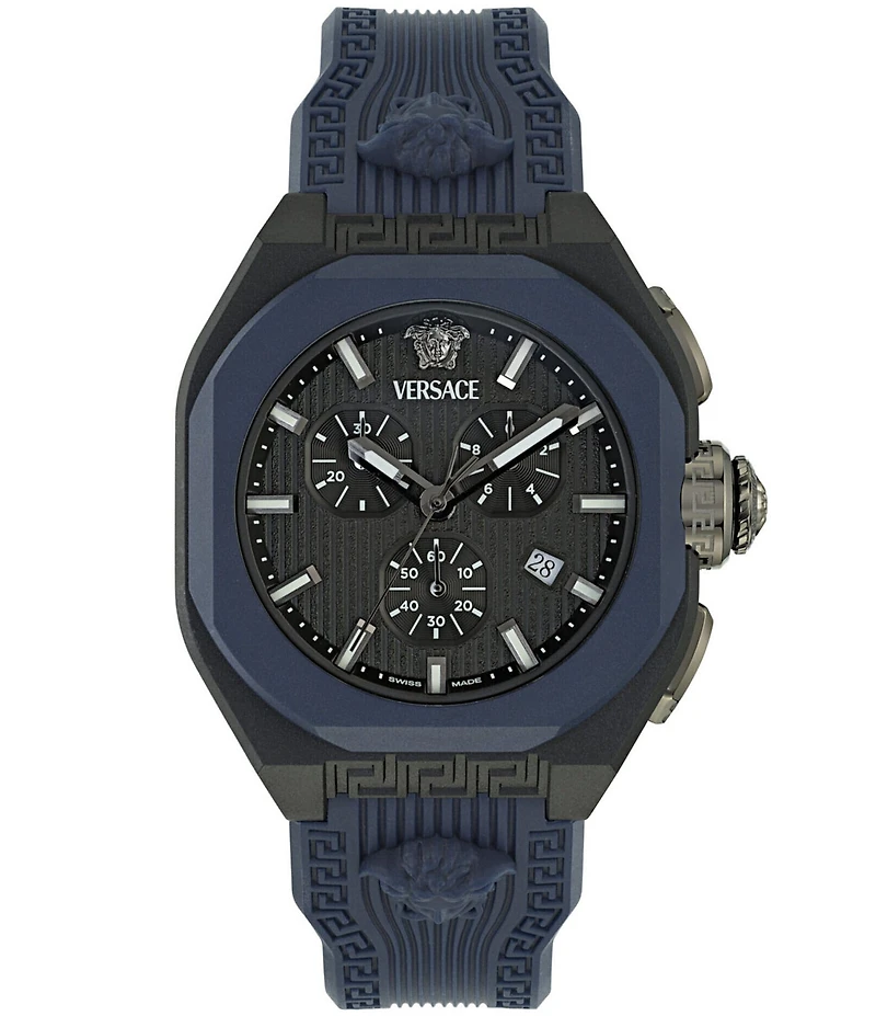 Versace Men's V-Legend Chronograph Navy Blue and Black Strap Watch