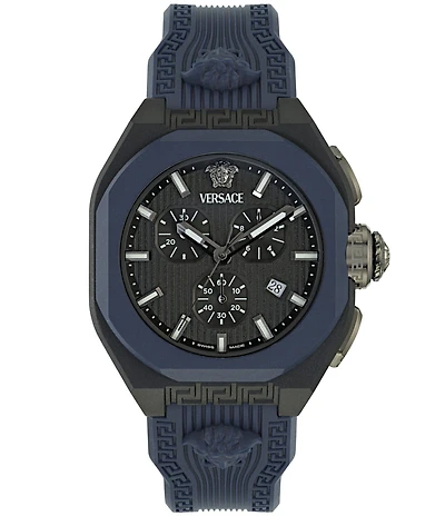 Versace Men's V-Legend Chronograph Navy Blue and Black Strap Watch