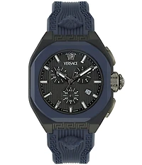Versace Men's V-Legend Chronograph Navy Blue and Black Strap Watch
