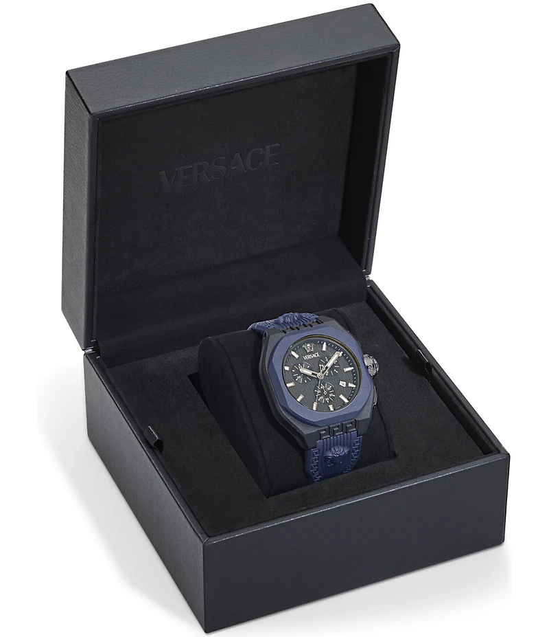 Versace Men's V-Legend Chronograph Navy Blue and Black Strap Watch