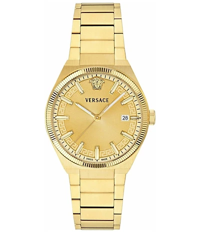 Versace Men's V-Leo Quartz Analog Gold Tone Stainless Steel Bracelet Watch