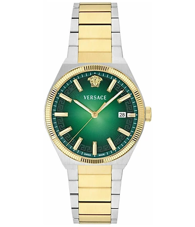 Versace Men's V-Leo Quartz Analog Two Tone Stainless Steel Bracelet Watch