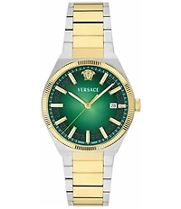 Versace Men's V-Leo Quartz Analog Two Tone Stainless Steel Bracelet Watch
