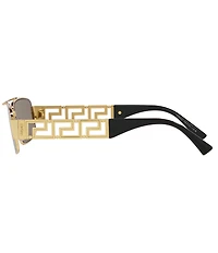 Versace Men's VE2257 Greca 60mm Gold Rectangle Sunglasses