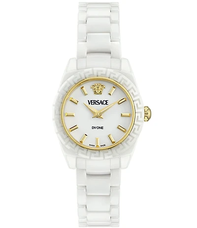 Versace Women's DV One Mini Analog Solid Black Toned Ceramic Bracelet Watch