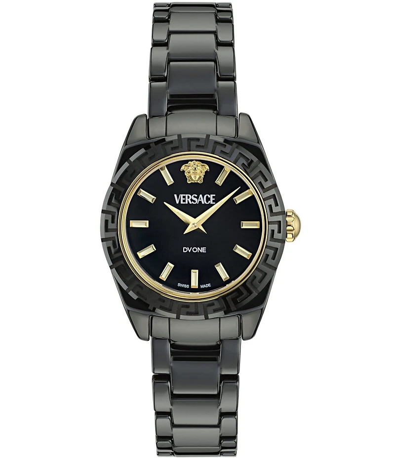 Versace Women's DV One Mini Analog Solid Black Toned Ceramic Bracelet Watch