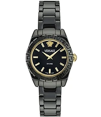 Versace Women's DV One Mini Analog Solid Black Toned Ceramic Bracelet Watch